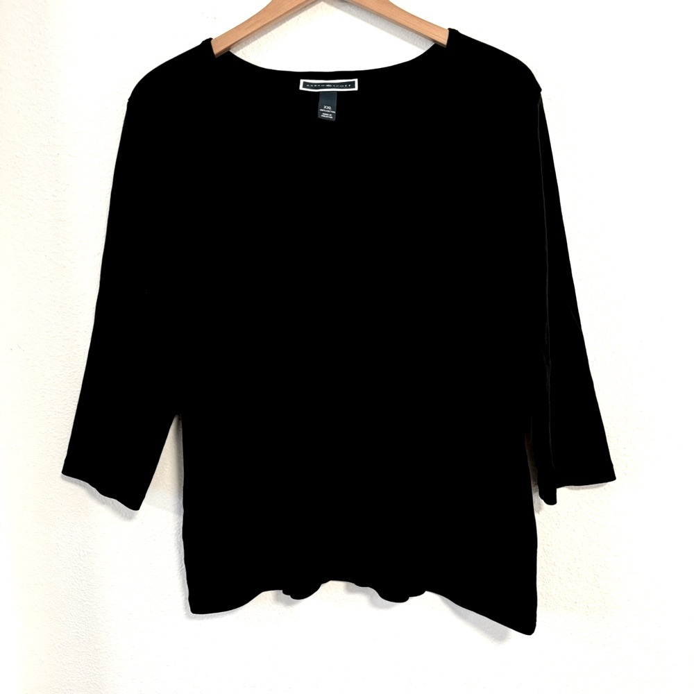 Karen Scott Black Knit Top 3/4 Sleeves, size XXL
